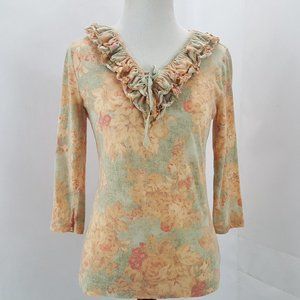 Ralph Lauren LRL P-XS top with ruffle neckline